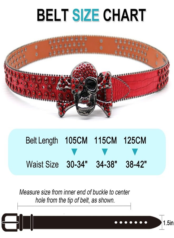 EVERBLTING Rhinestone Skull Belt Men Women Skull Rhinestone Belt Studded Punk Y2k Belts Western Cowgirl Belts - Image 3
